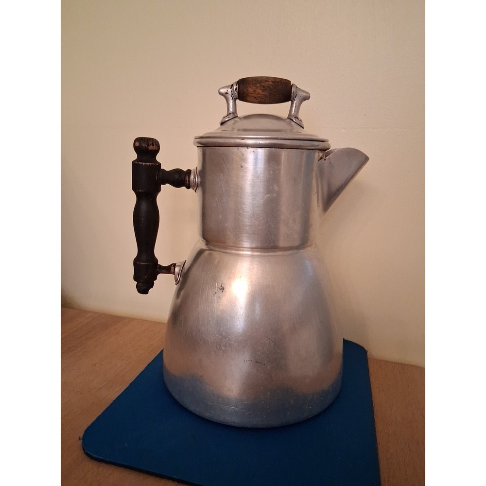 WearEver 1902 Aluminum Vintage Coffee Pot with Filter Basket Percolator Tube Lid - Picture 3 of 11